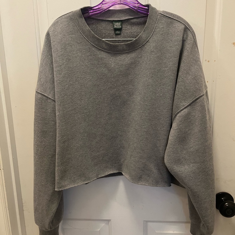EUC Wild Fable Cropped Crewneck Sweatshirt in Heathered Gray - Sz Large